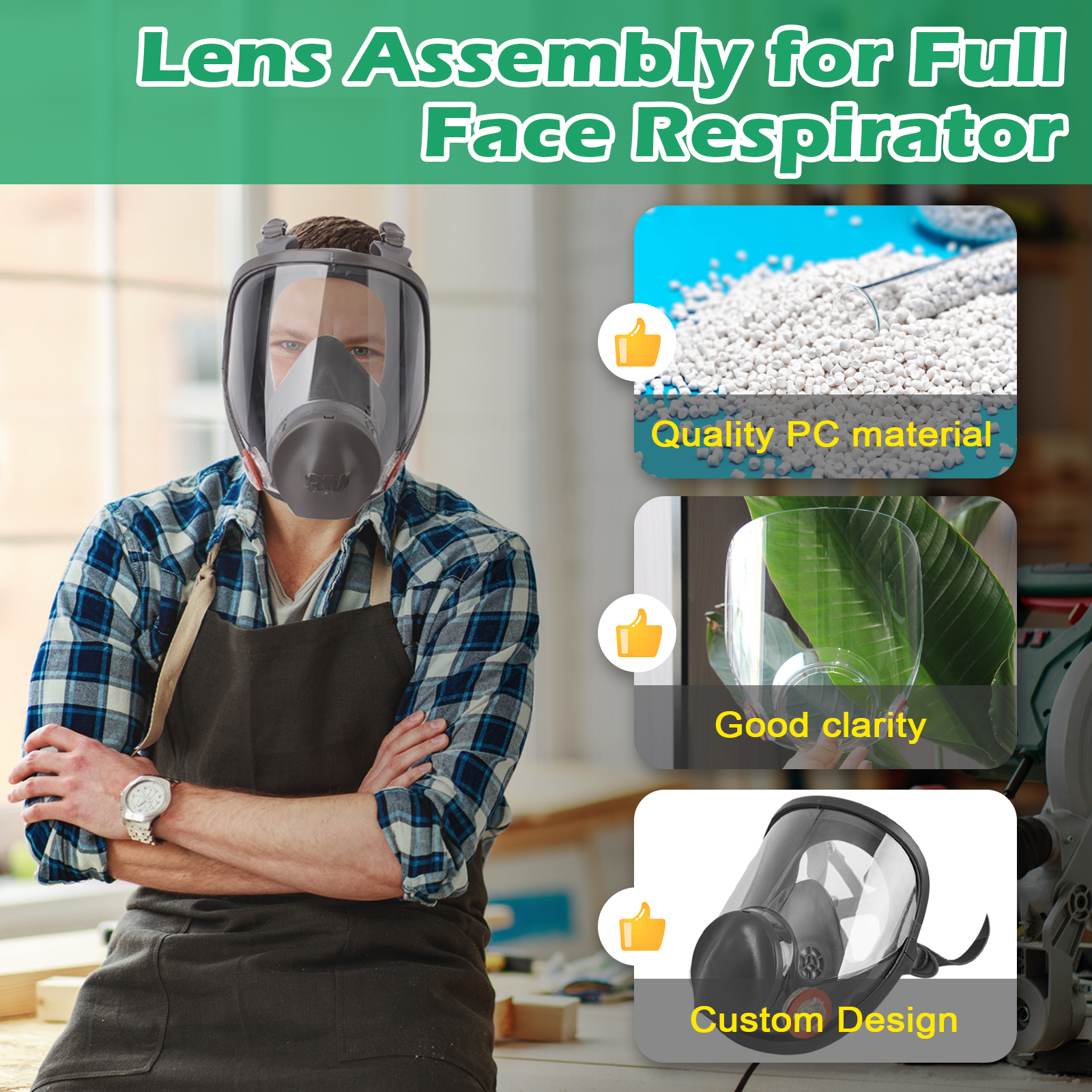 Replacement Parts Lens Assembly and 20 Packs 6885 Lens Cover for 3M 6885, 6000, 6700, 6800, 6900 Series Respirator Mask