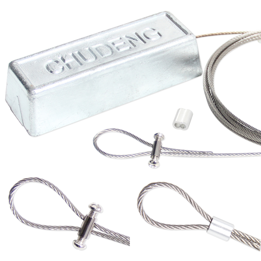 2.2lb Zinc Anode with 10ft. 316 Stainless Steel Cable for Boat Lifts, Hanging Anti-Electrolysis Sacrificial Zinc Anode for Craft Boats and Saltwater Pool, Including Crimps for Versatile Attachment