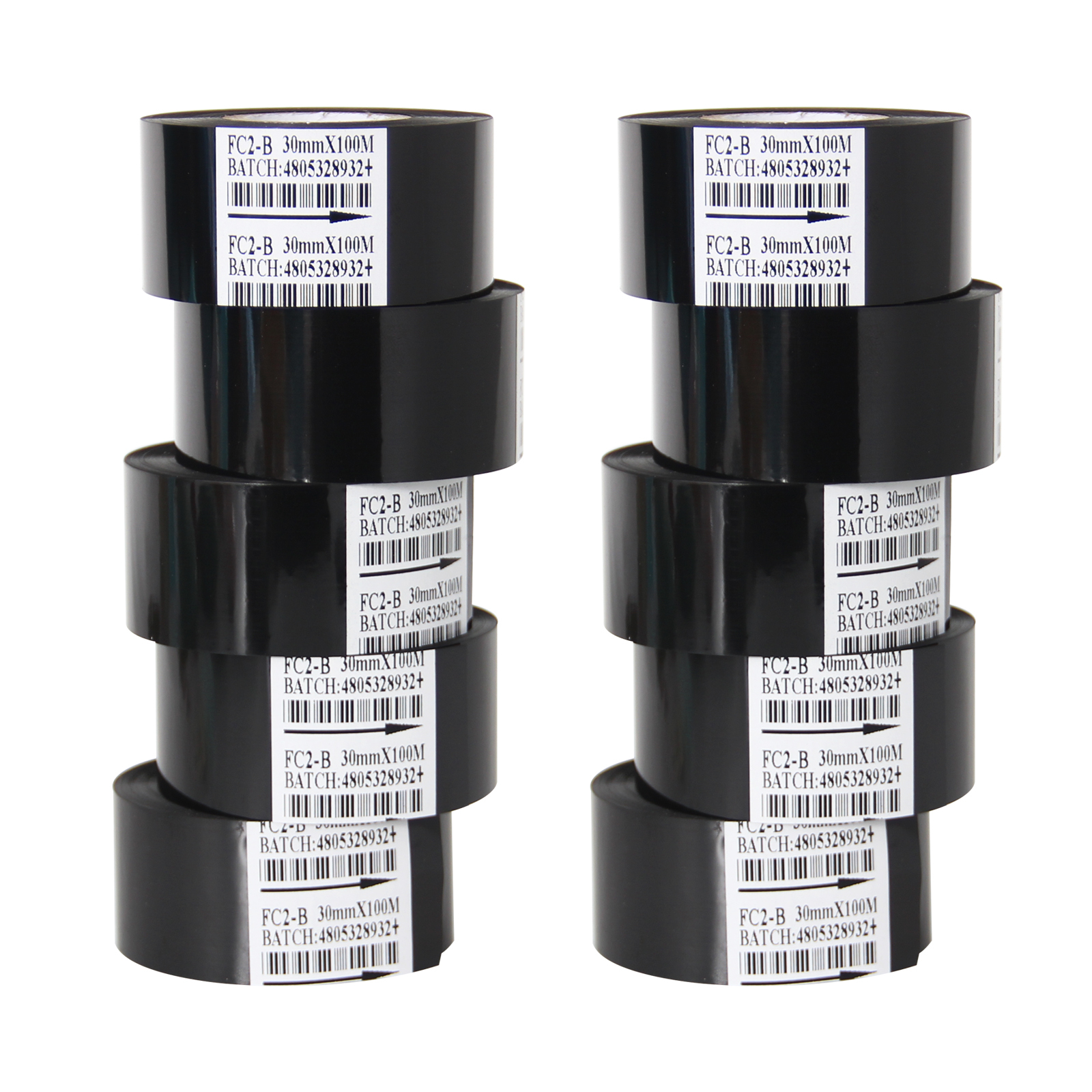 10 Rolls 30mm x 100m Thermal Transfer Ribbon Resin for Coder Printer Machine, Ribbon for Coding Machine