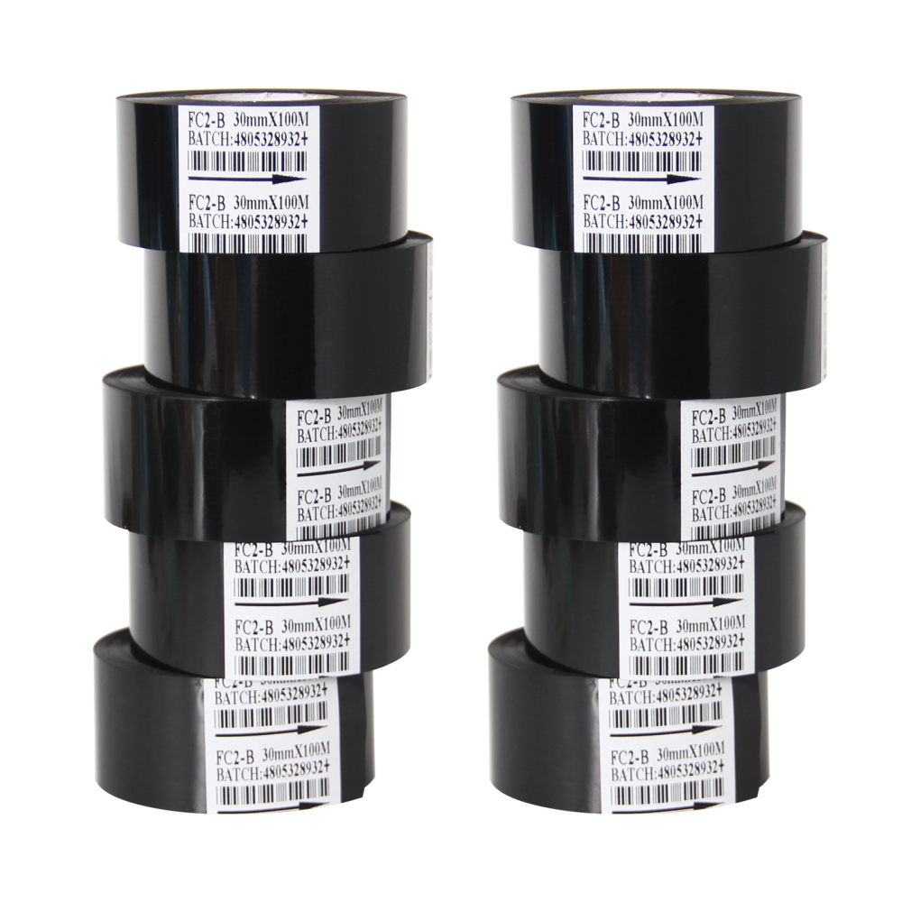 10 Rolls 30mm x 100m Thermal Transfer Ribbon Resin for Coder Printer Machine, Ribbon for Coding Machine