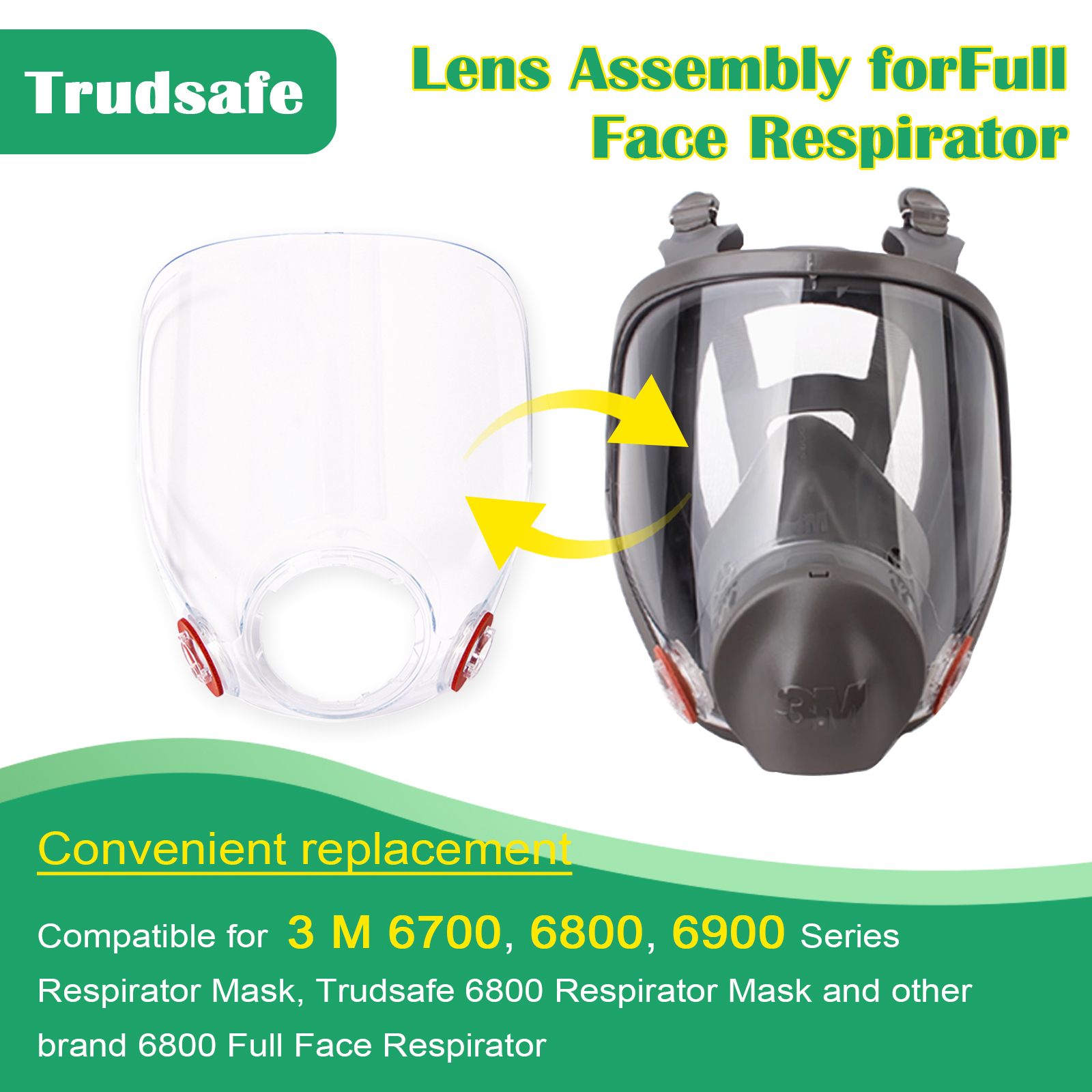 Replacement Parts Lens Assembly and 20 Packs 6885 Lens Cover for 3M 6885, 6000, 6700, 6800, 6900 Series Respirator Mask