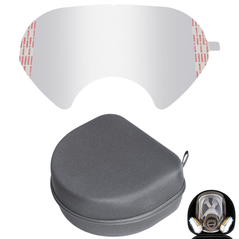 Hard Protective Travel Case and 30 Pack Peel Off Lens Cover Compatible for 3M 6885, 6000, 6700, 6800, 6900 Series Full Face Respirator Mask