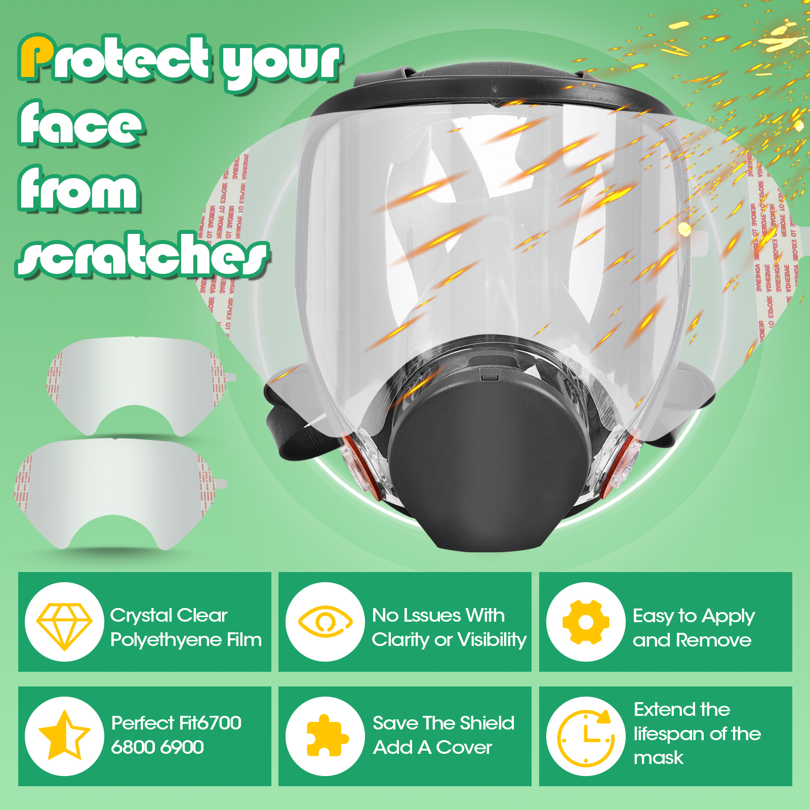 Trudsafe 30 Pack Peel Off Lens Cover Compatible for 6885, 6000, 6700, 6800, 6900 Series Respirator Mask, Protective Cover(Pack of 30)