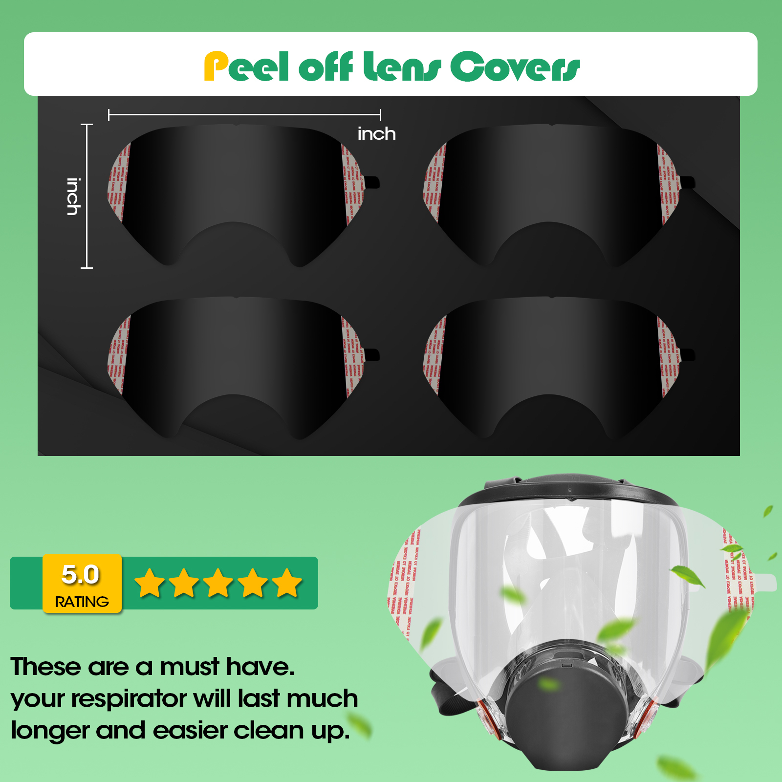 Trudsafe 30 Pack Peel Off Lens Cover Compatible for 6885, 6000, 6700, 6800, 6900 Series Respirator Mask, Protective Cover(Pack of 30)