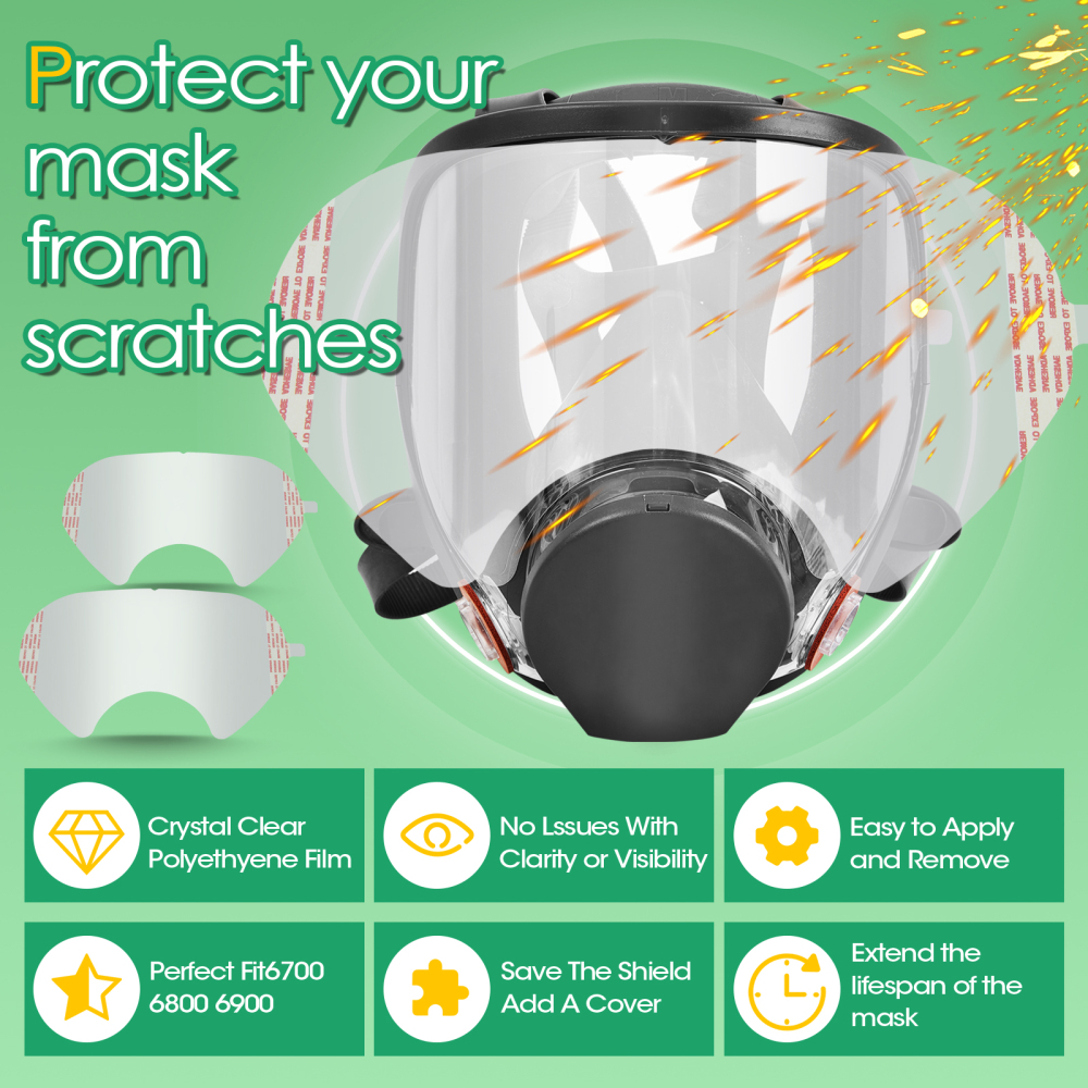 Hard Protective Travel Case and 30 Pack Peel Off Lens Cover Compatible for 3M 6885, 6000, 6700, 6800, 6900 Series Full Face Respirator Mask
