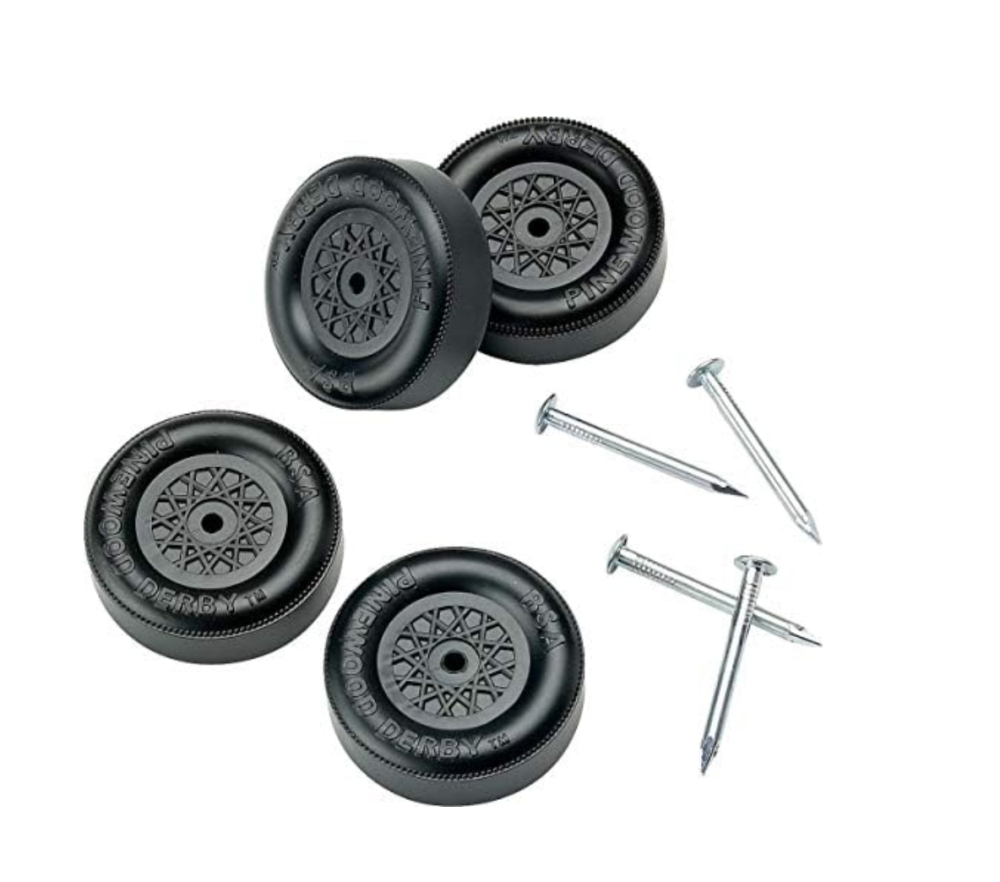 Pinewood Derby Wheels and Axels (Black)