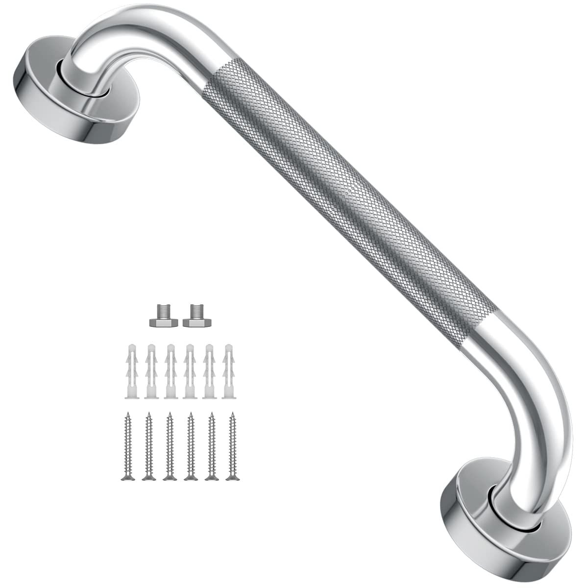 SCILUX Anti Slip Shower Grab Bar, Knurled Bathroom Safety Rail, Shower Handrail Support, Handicap Elderly Injury Senior Balance Assist Handles