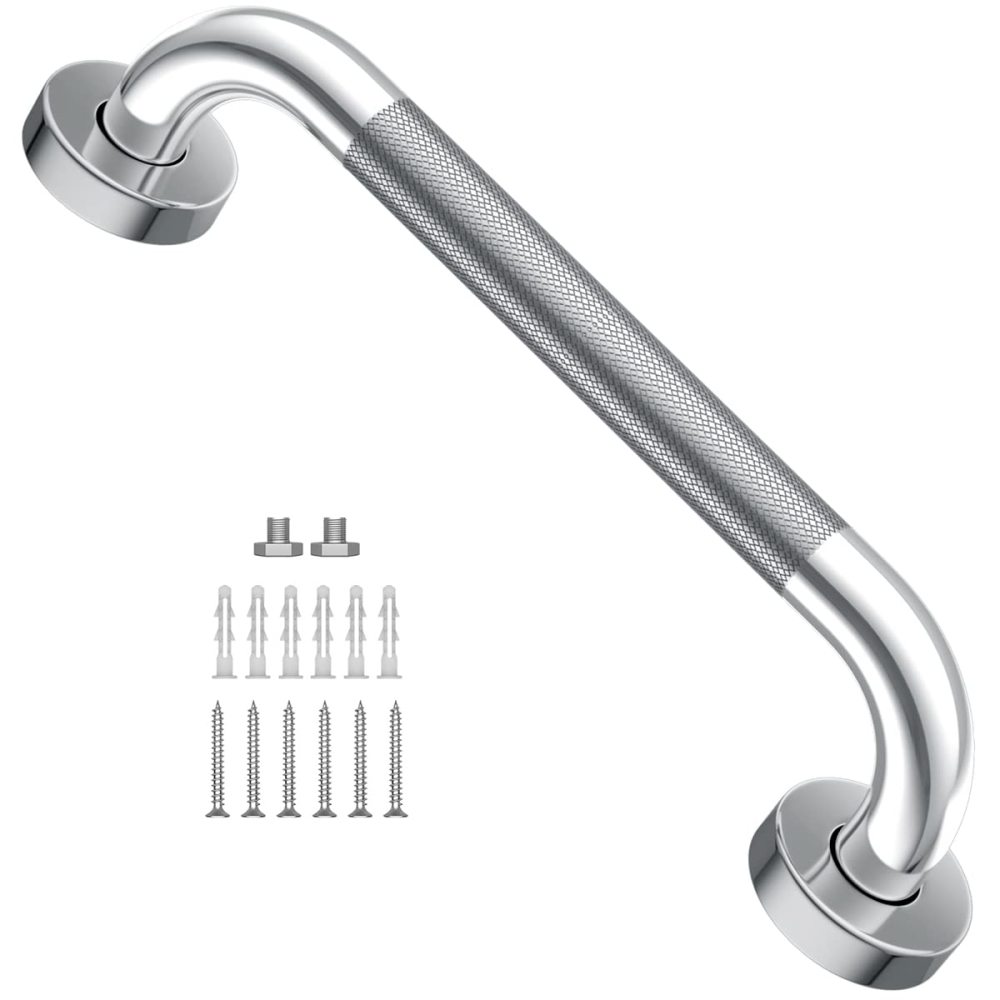 SCILUX Anti Slip Shower Grab Bar, Knurled Bathroom Safety Rail, Shower Handrail Support, Handicap Elderly Injury Senior Balance Assist Handles