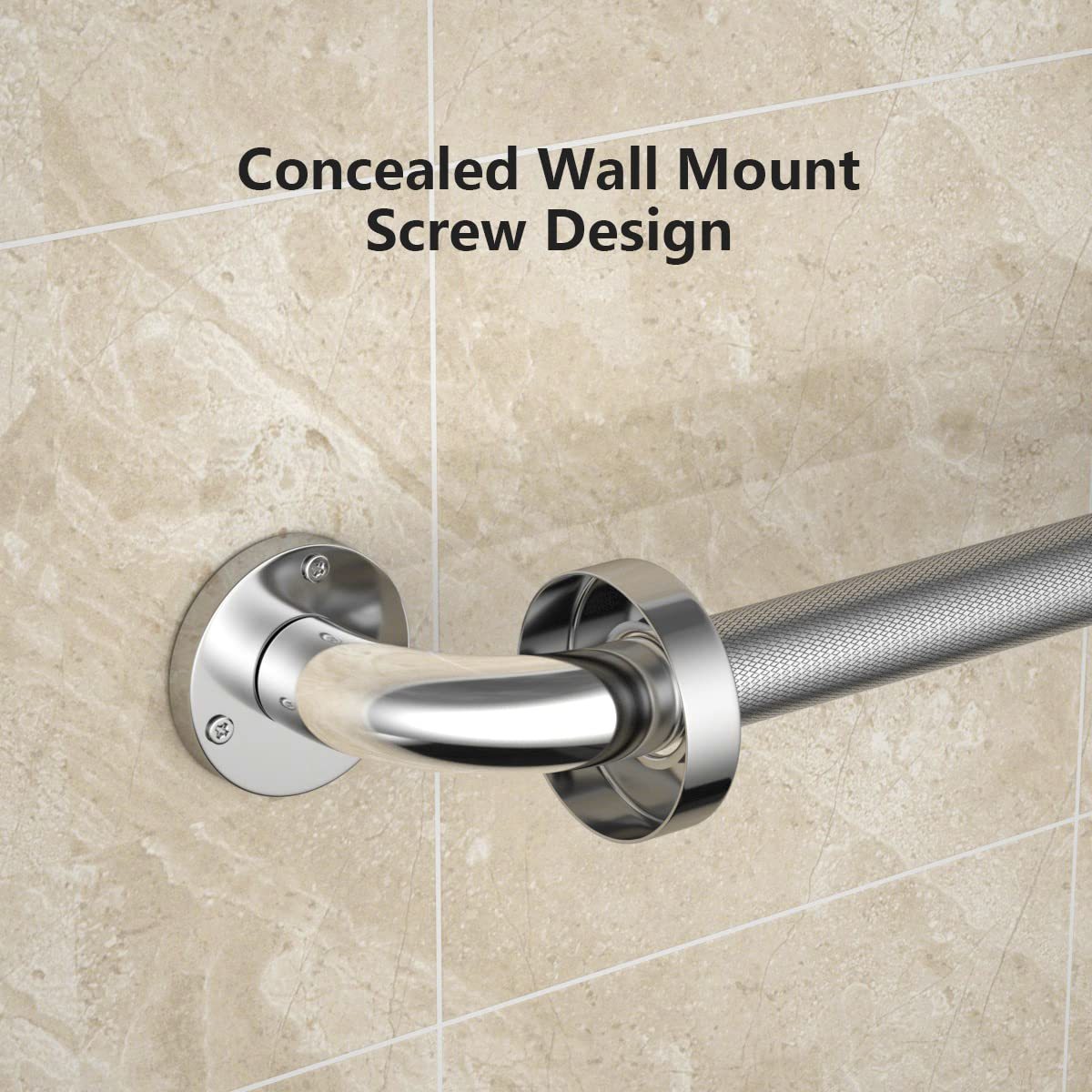 SCILUX Anti Slip Shower Grab Bar, Knurled Bathroom Safety Rail, Shower Handrail Support, Handicap Elderly Injury Senior Balance Assist Handles