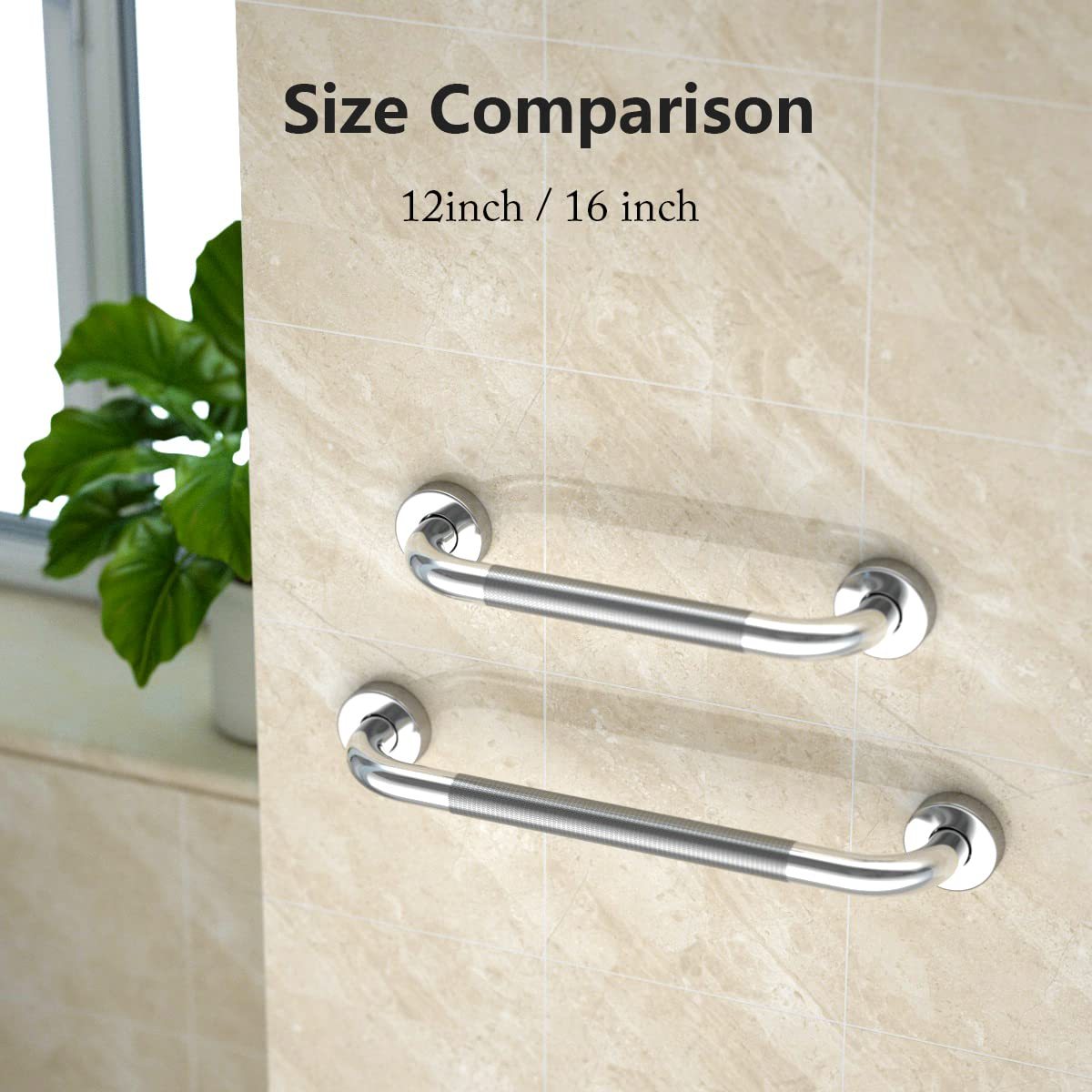 SCILUX Anti Slip Shower Grab Bar, Knurled Bathroom Safety Rail, Shower Handrail Support, Handicap Elderly Injury Senior Balance Assist Handles