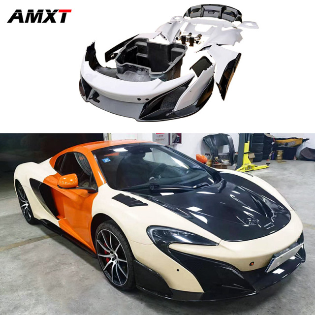 Mclaren 650S Upgrade 675LT Kits Body Kits Excellent Quality Wet Carbon Fiber Front Lip Side Skirt Rear Diffuser Hood Bonnet Fender