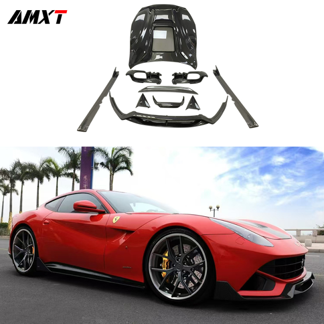 Ferrari F12 glass hood and DMC style carbon kits