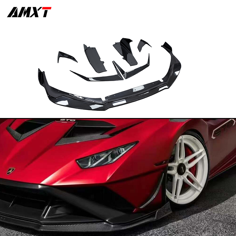Dry Carbon Fiber Sto Upgrade V Style Body Kits for Lamborghini Huracan Front Lip Hood Vent Side Skirts Rear Windows Trims