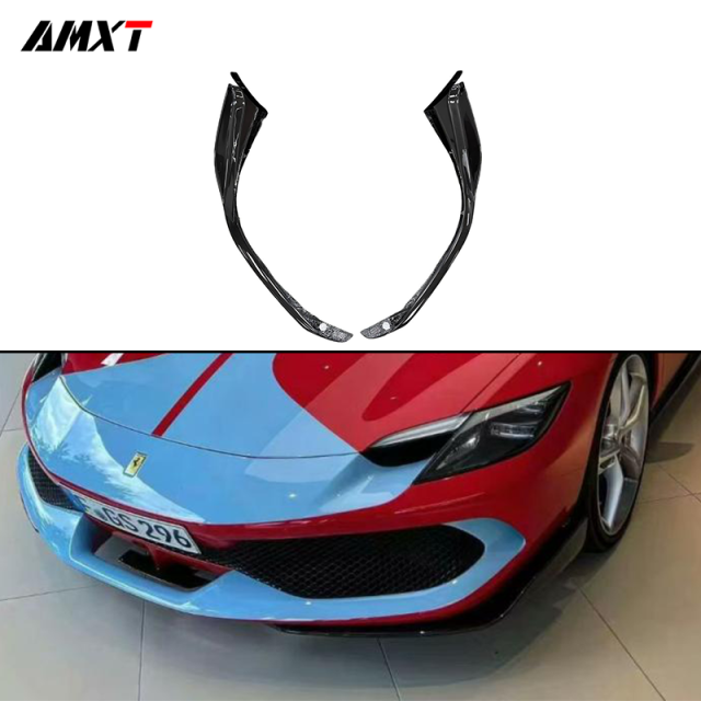 New Dry Carbon Black AP Style Bumper Front Corner Guard for 296 GTB-Bolt-On Installation