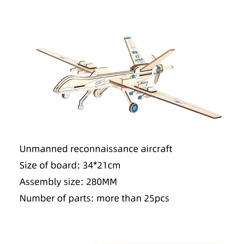 Kusoul Wooden combat aircraft model 3d jigsaw puzzle hand-assembled educational toys for boys and children gift teaching materials