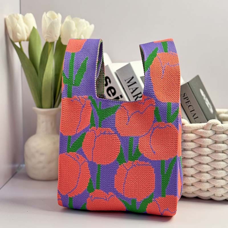 Kosoul 35x20cm Thickened Women Mini Knot Wrist Bag Fashion Handmade Knit Handbags Korean Casual Tote Bag Reusable Shopping Bags Designer Bags