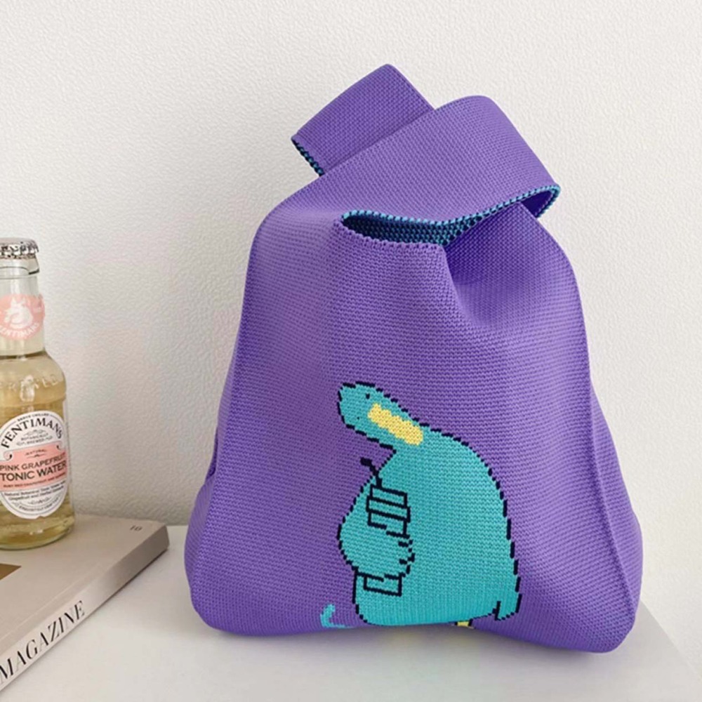 Kusoul Thickened 35x20cm Handmade Knitted Bags Mini Wrist Bag Korean-Style Fashion Tote Handbag Reusable Casual Shopping Bag Woven Bags animal Dumb Duck Little Monster