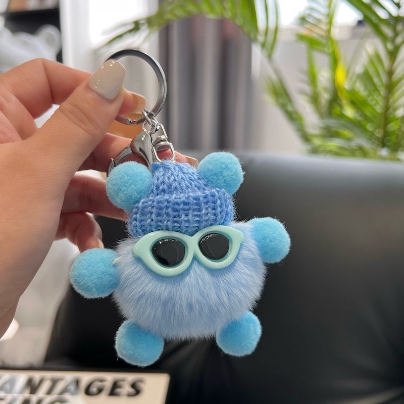 Kosoul Cute knitted bag charm, faux rabbit fur tuft bag charm, backpack charm, ugly doll charm, car keychain