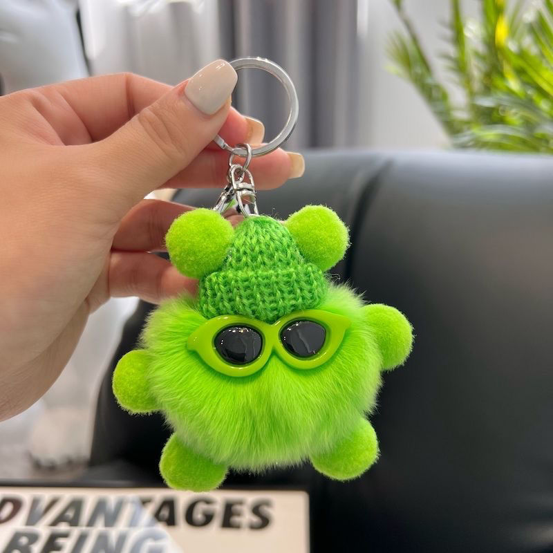 Kosoul Cute knitted bag charm, faux rabbit fur tuft bag charm, backpack charm, ugly doll charm, car keychain