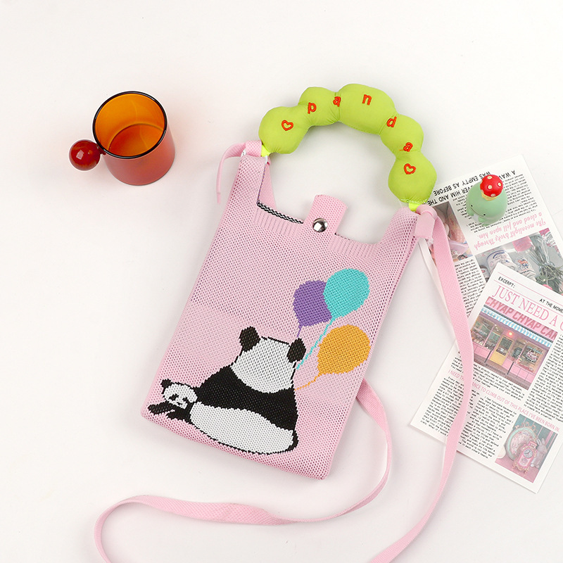 Kosoul New fashion shoulder bag mini knitted mobile phone bag Korean version versatile small portable change bag messenger bag Cute animals
