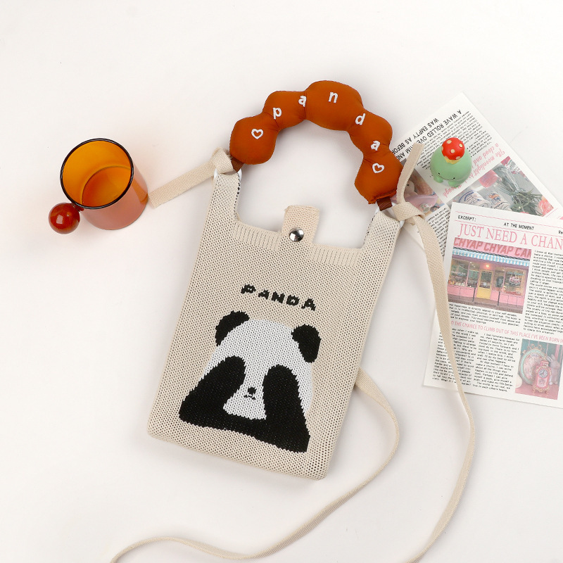 Kosoul New fashion shoulder bag mini knitted mobile phone bag Korean version versatile small portable change bag messenger bag Cute animals