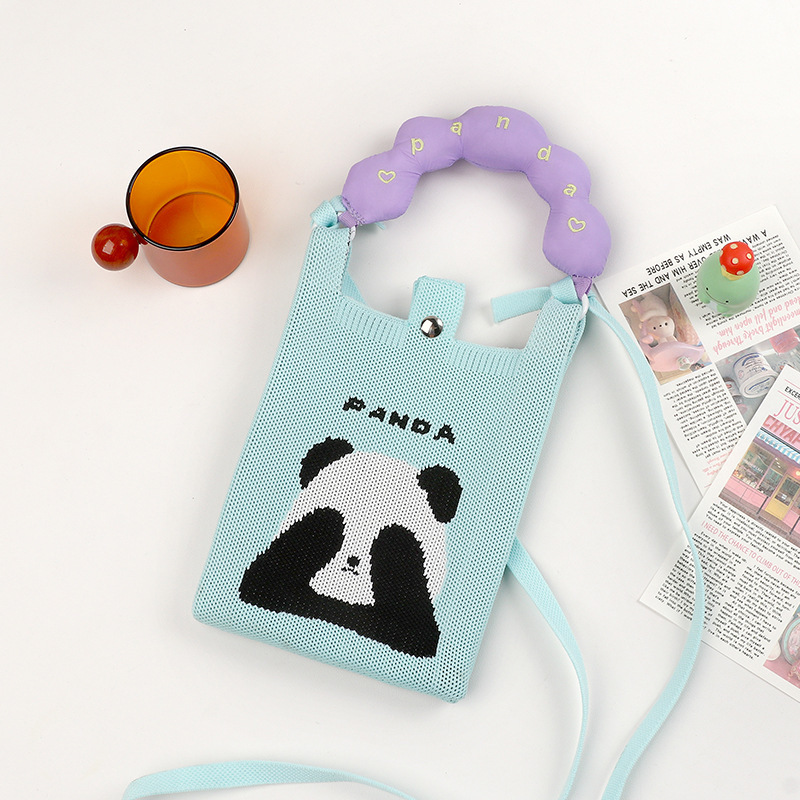 Kosoul New fashion shoulder bag mini knitted mobile phone bag Korean version versatile small portable change bag messenger bag Cute animals