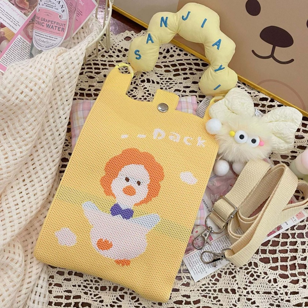 Kosoul New fashion shoulder bag mini knitted mobile phone bag Korean version versatile small portable change bag messenger bag Cute animals