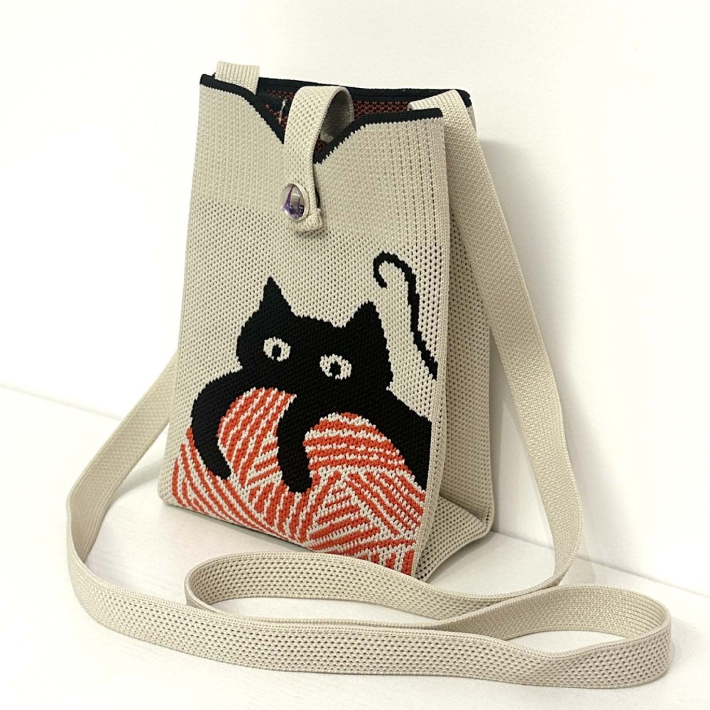 Kosoul New fashion shoulder bag mini knitted mobile phone bag Korean version versatile small portable change bag messenger bag Cute animals