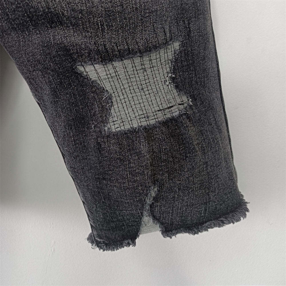 Purple Brand Denim Shorts American Jeans Loose Irregular Hole Pants