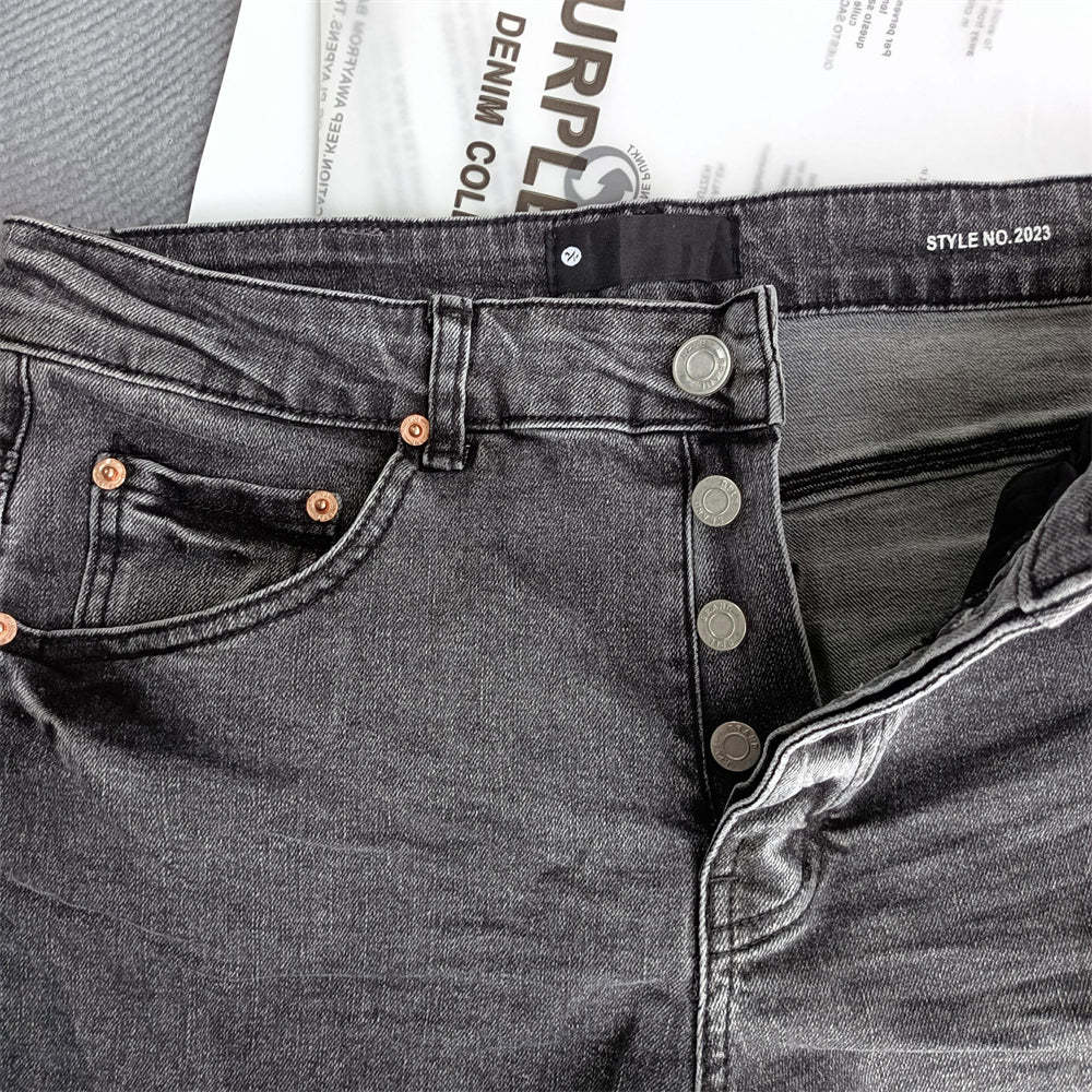 Purple Brand Washed Light Gray Jeans Women's Men's Unisex Streetwear Pants