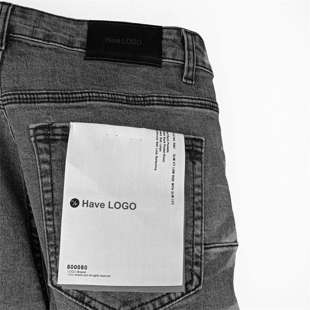 Purple Brand Washed Light Gray Jeans Women's Men's Unisex Streetwear Pants
