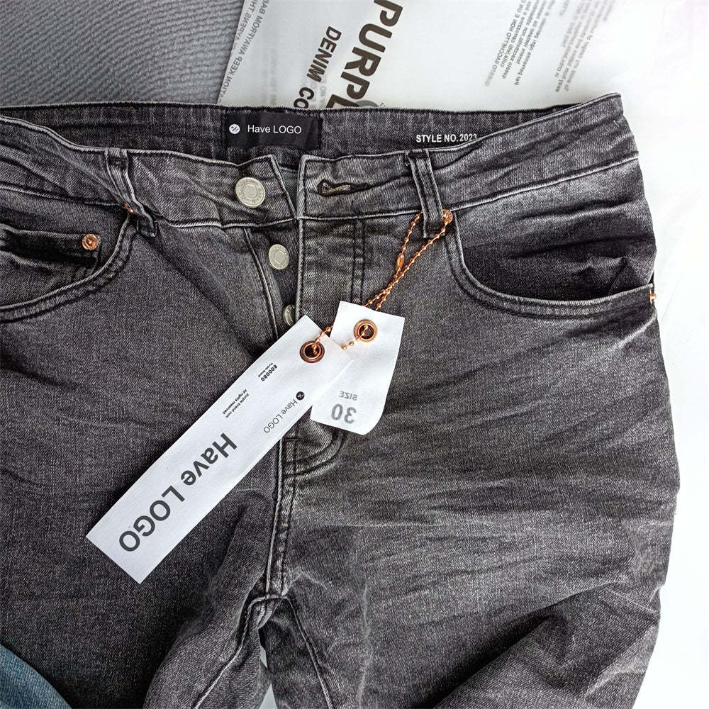 Purple Brand Washed Light Gray Jeans Women's Men's Unisex Streetwear Pants