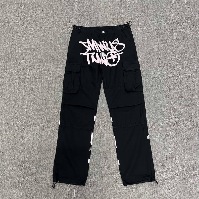 Minus Two Cargo Pants Black Pink Product Front View