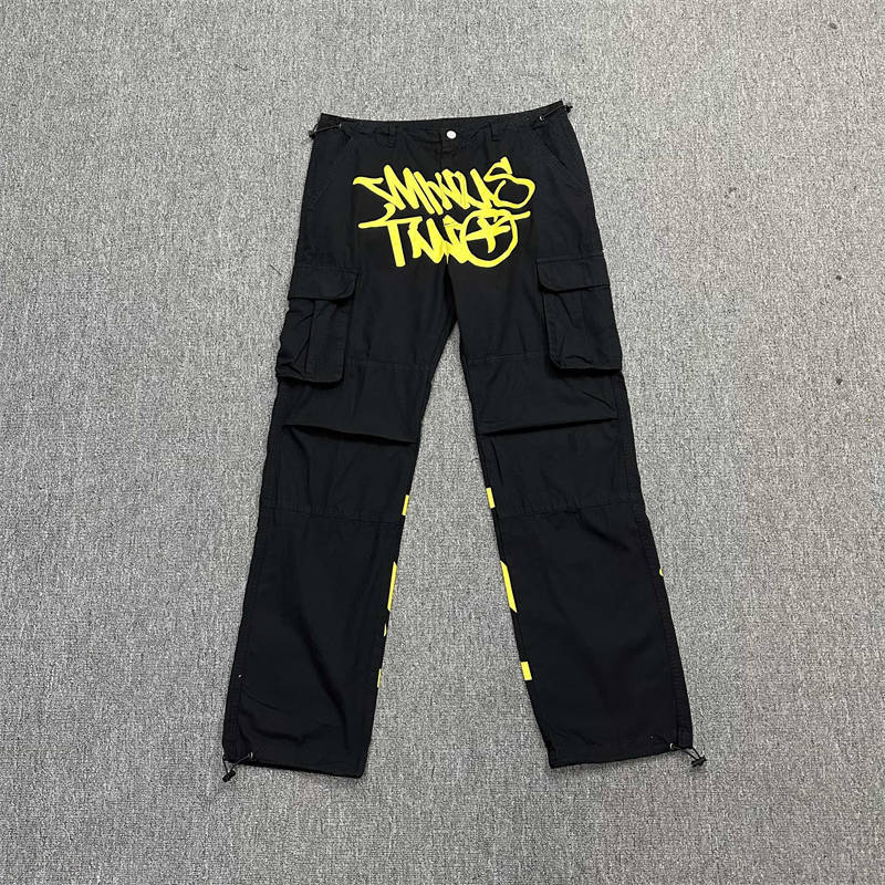 Minus Two Cargo Pants Black Yellow Product Front View