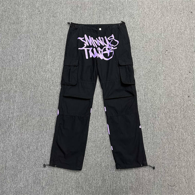 Minus Two Cargo Pants Black Purple Product Front View