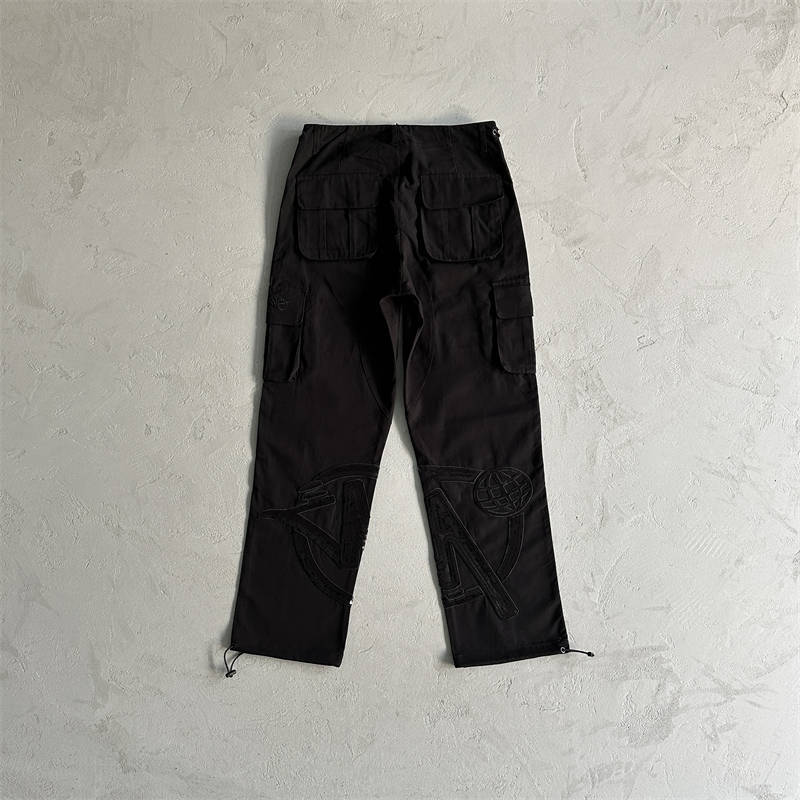 Minus Two Cargos Trousers Unisex Graff Sequin Logo Pants Black Back View