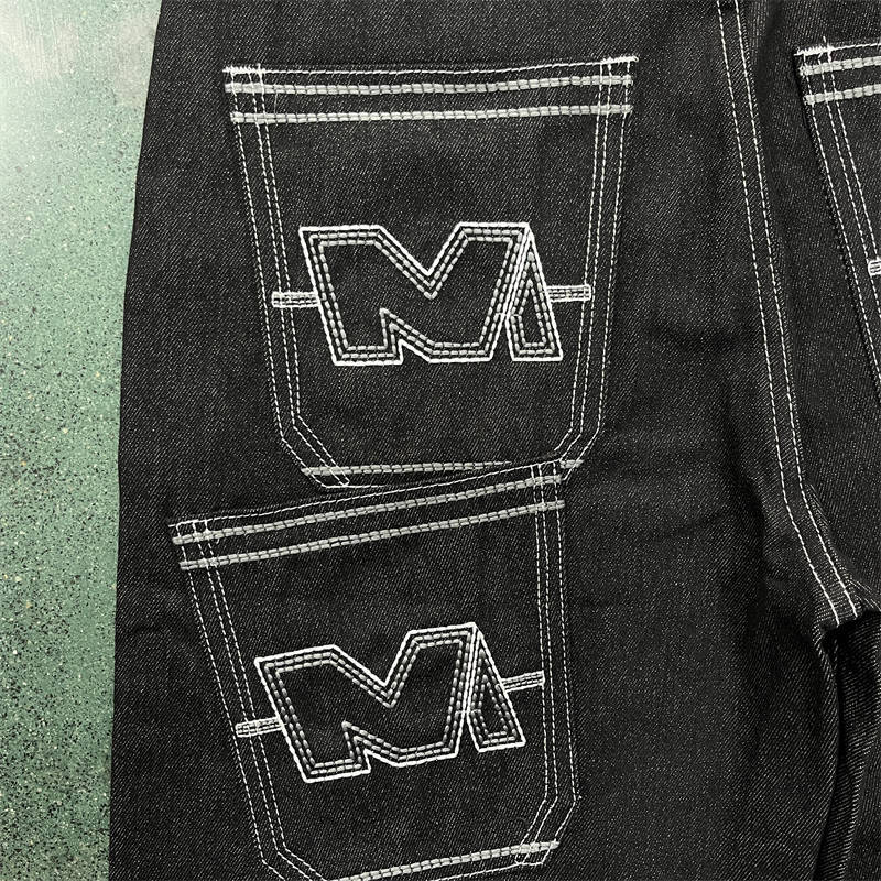 Minus Two Jeans Multi Pocket Stitch Denim Pants Fashions Trousers Black White Detailed View 4