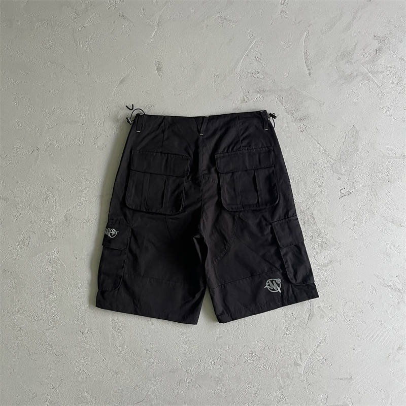 Minus Two Shorts Y2K Graff Cargos Pants Men Women Streetwear Black Back View