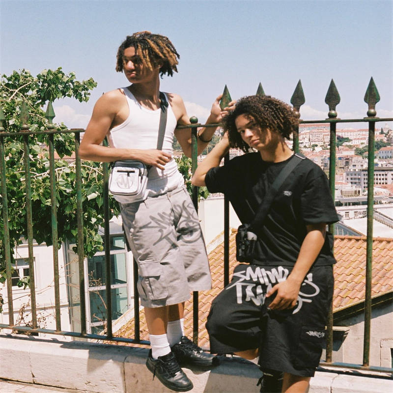 Minus Two Shorts Y2K Graff Cargos Pants Men Women Streetwear Model Showing View