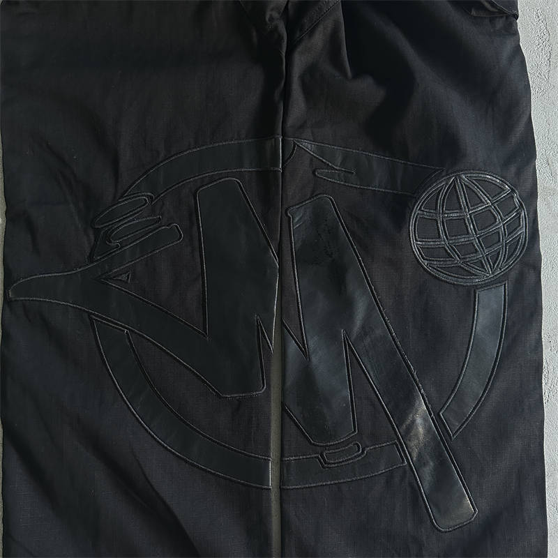 Minus Two Leather Logo Pants Black Cargos Graff Trousers Detailed View 4