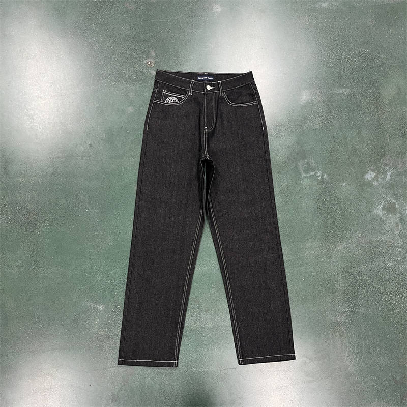 Minus Two Jeans Multi Pocket Stitch Denim Pants Fashions Trousers Black White Front View