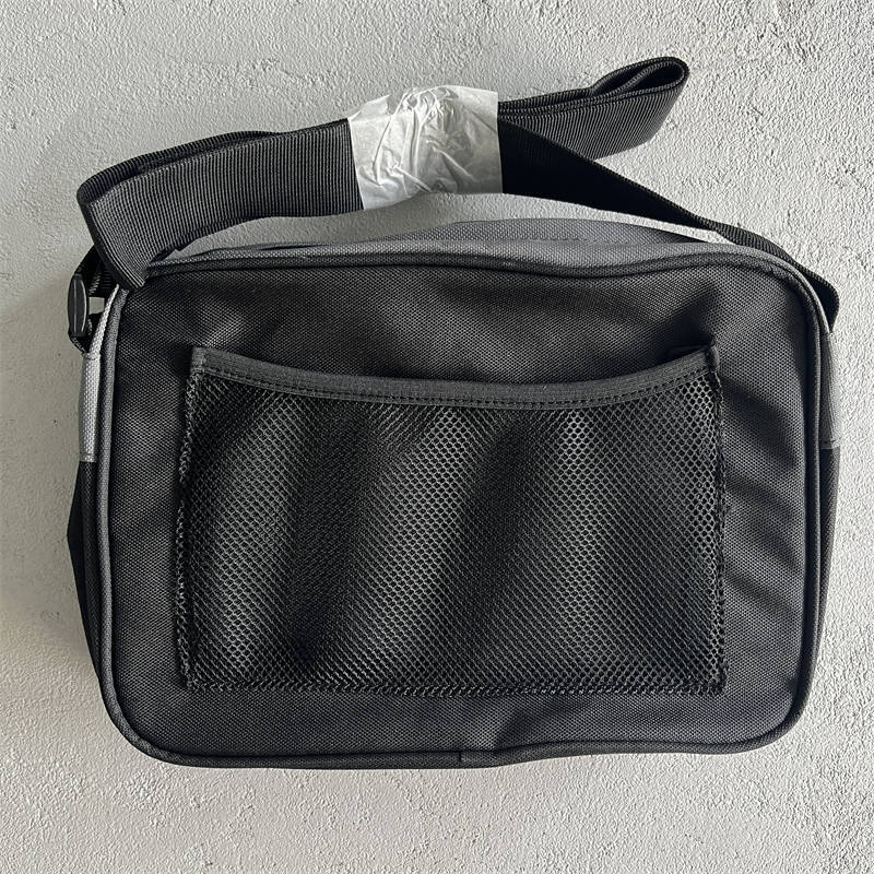 Minus Two Bags Cargos Graff Logo Satchel Fashion Street Messenger Bag Black Back View
