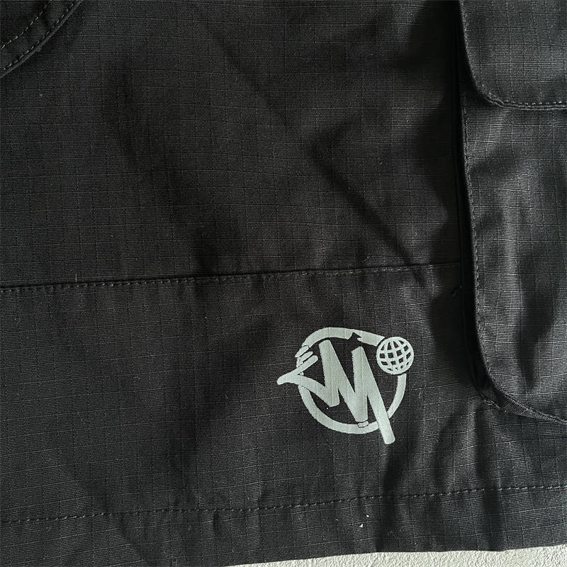 Minus Two Shorts Y2K Graff Cargos Pants Men Women Streetwear Black Detailed View 3