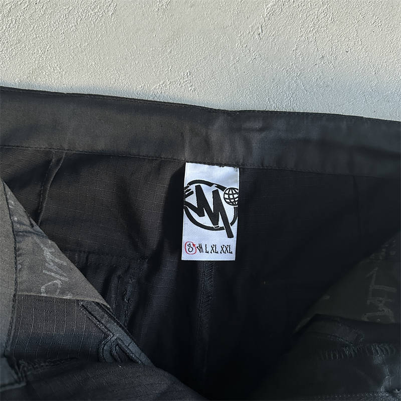 Minus Two Leather Logo Pants Black Cargos Graff Trousers Detailed View 5