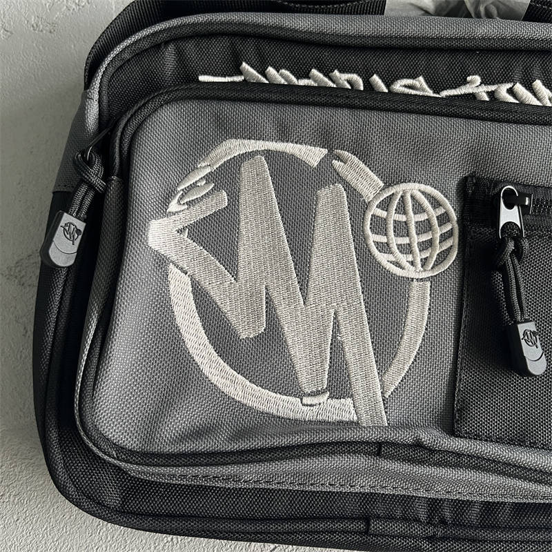 Minus Two Bags Cargos Graff Logo Satchel Fashion Street Messenger Bag Black Detailed View 1