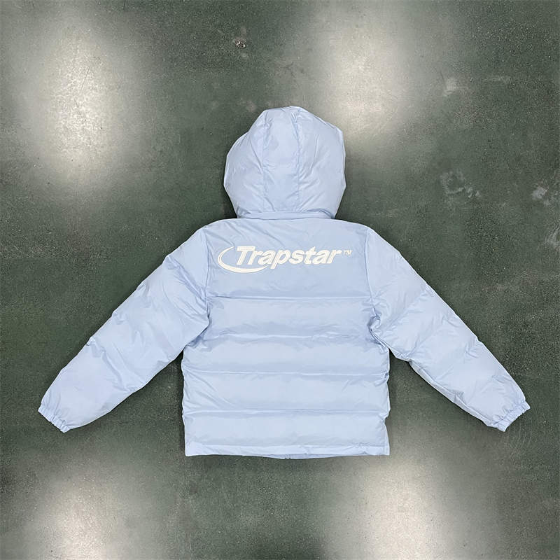 Trapstar Jacket Hyperdrive Hooded Puffer Coat Blue Back View