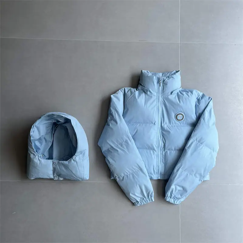 Trapstar Jacket Womens Irongate Hooded Puffer Coat Blue Front View