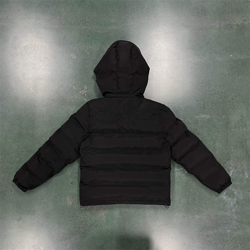 Trapstar Jacket Hyperdrive Hooded Puffer Coat All Black Back View