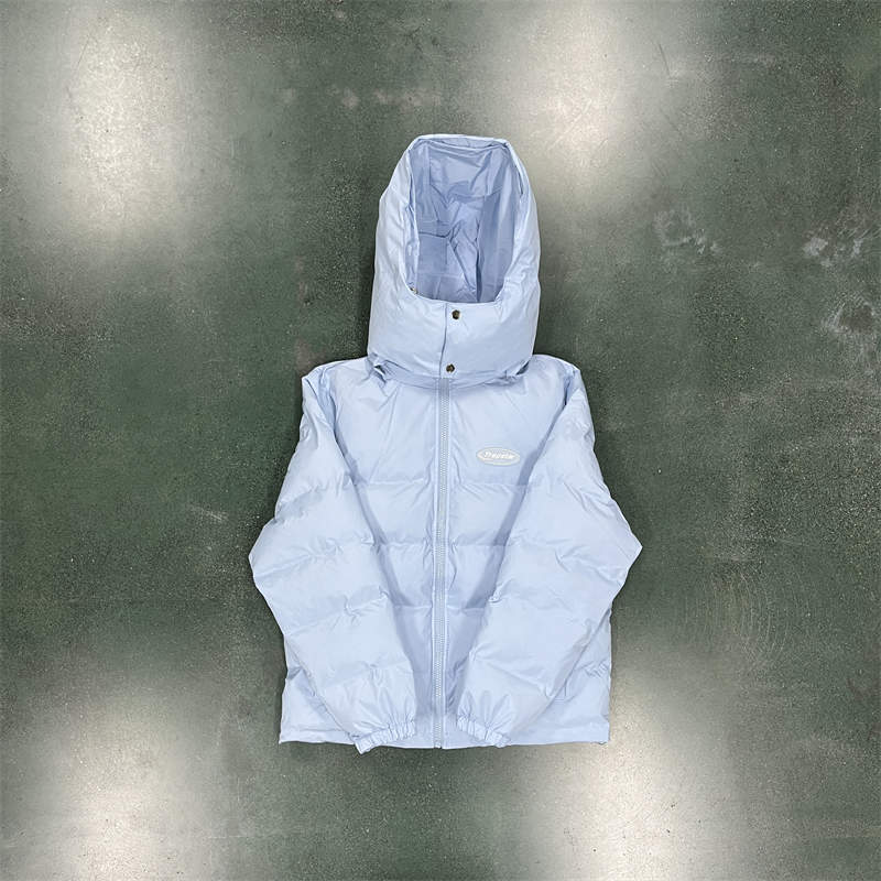 Trapstar Jacket Hyperdrive Hooded Puffer Coat Blue Front View