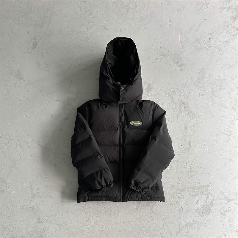 Trapstar Jacket Hyperdrive Hooded Puffer Coat Black Green Front View